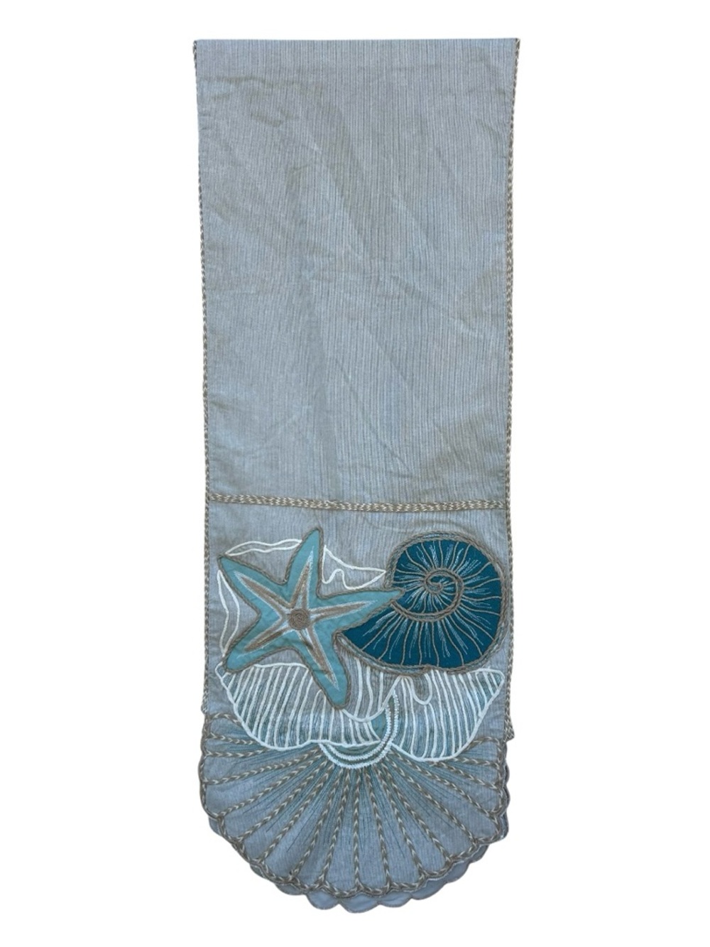 Pier 1 Embroidered Nautical Shell & Starfish Table Runner